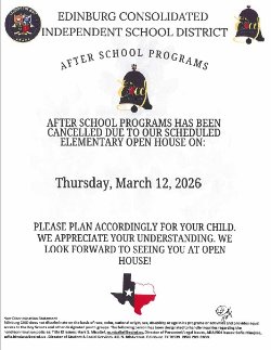 After school program cancelled March 12th due to open house. 
